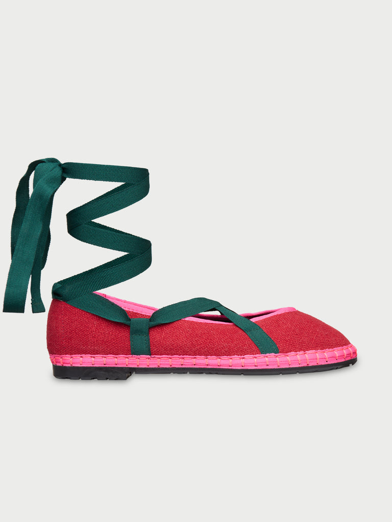 Ribbon Linen Cherry & Green