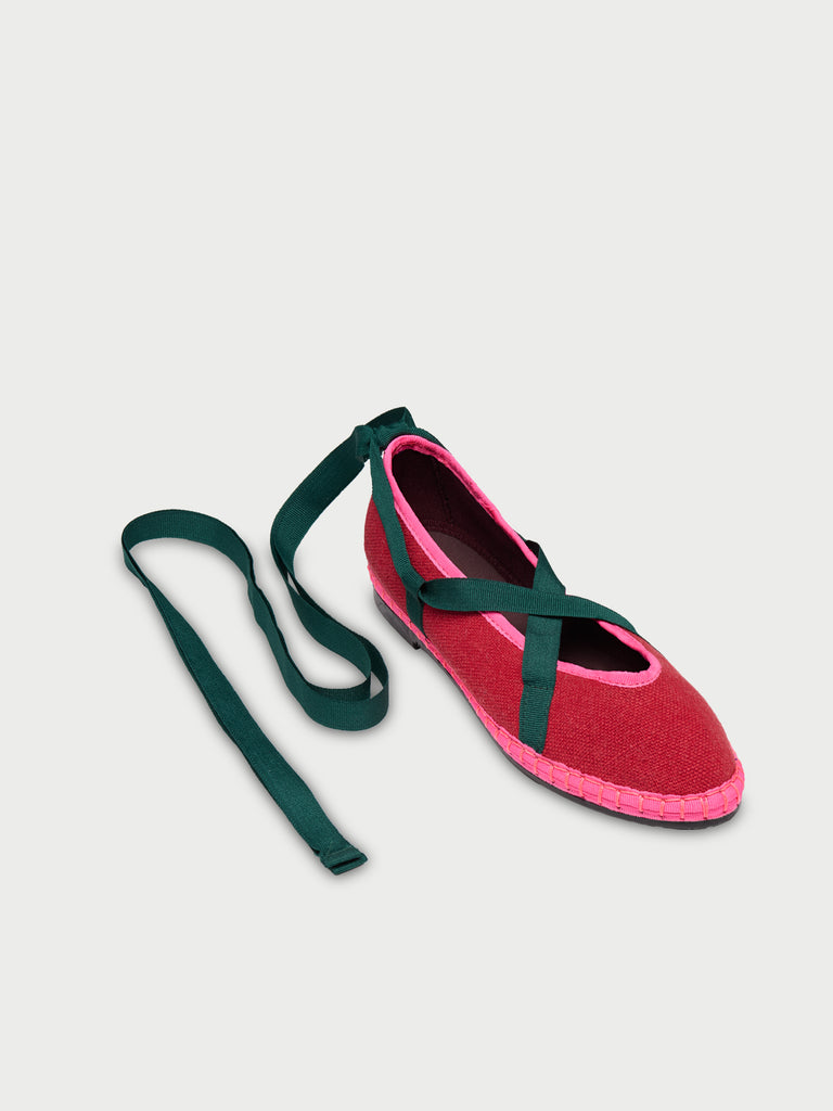 Ribbon Linen Cherry & Green